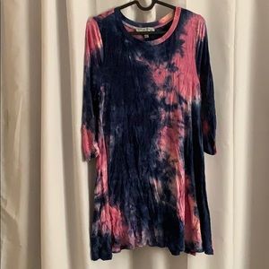 OLIVIA SKY CUTE TIE DYE LONG SLEEVE SHIRT DRESS